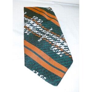 VTG 1970s Oleg Cassini Abstract Colored Orange Brown Green Pattern Wide Tie